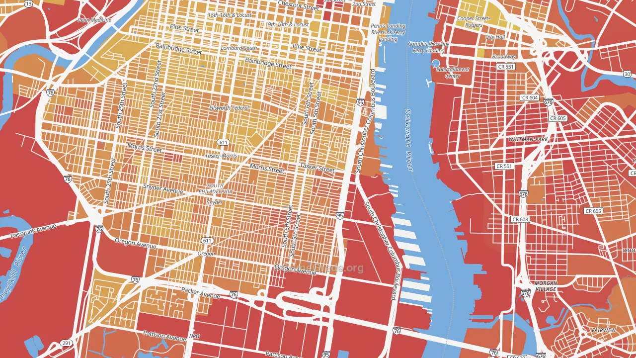 Pennsport-Whitman-Queen, Philadelphia, PA Map of Vehicle Theft Rates