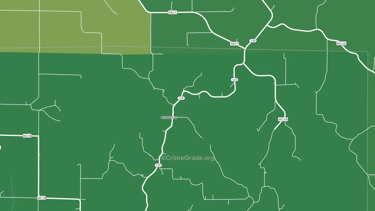 Pennville, MO Map of Vehicle Theft Rates
