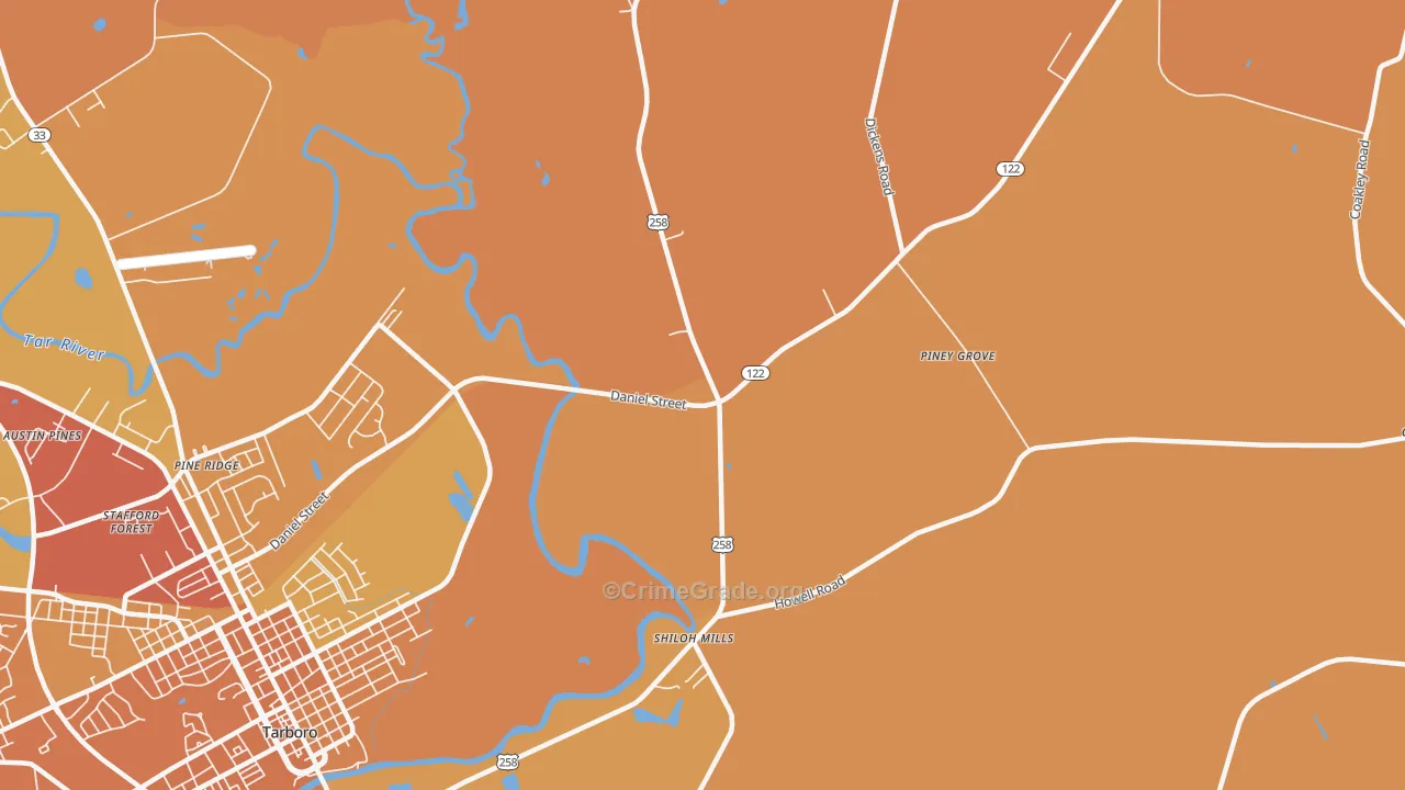 Penny Hill, NC Map of Vehicle Theft Rates