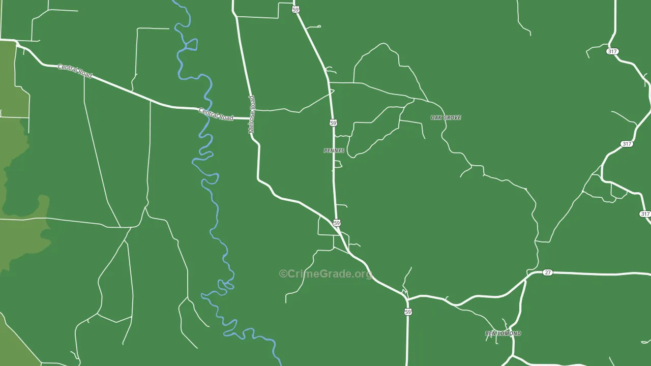 Pennys, AR Map of Vehicle Theft Rates