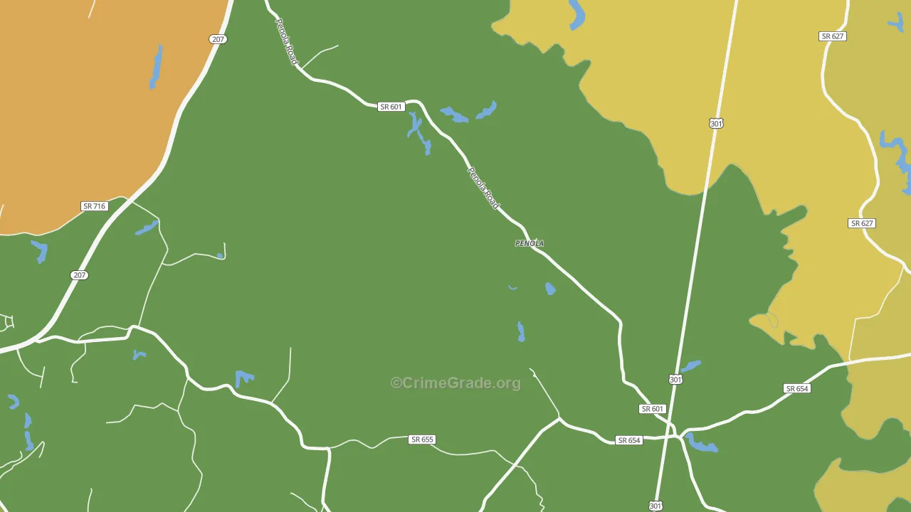 Penola, VA Map of Vehicle Theft Rates
