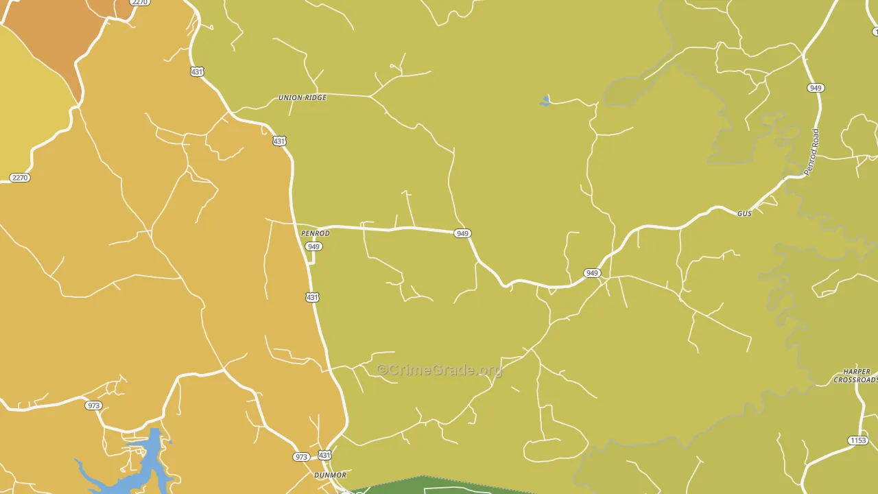 Penrod, KY Map of Vehicle Theft Rates