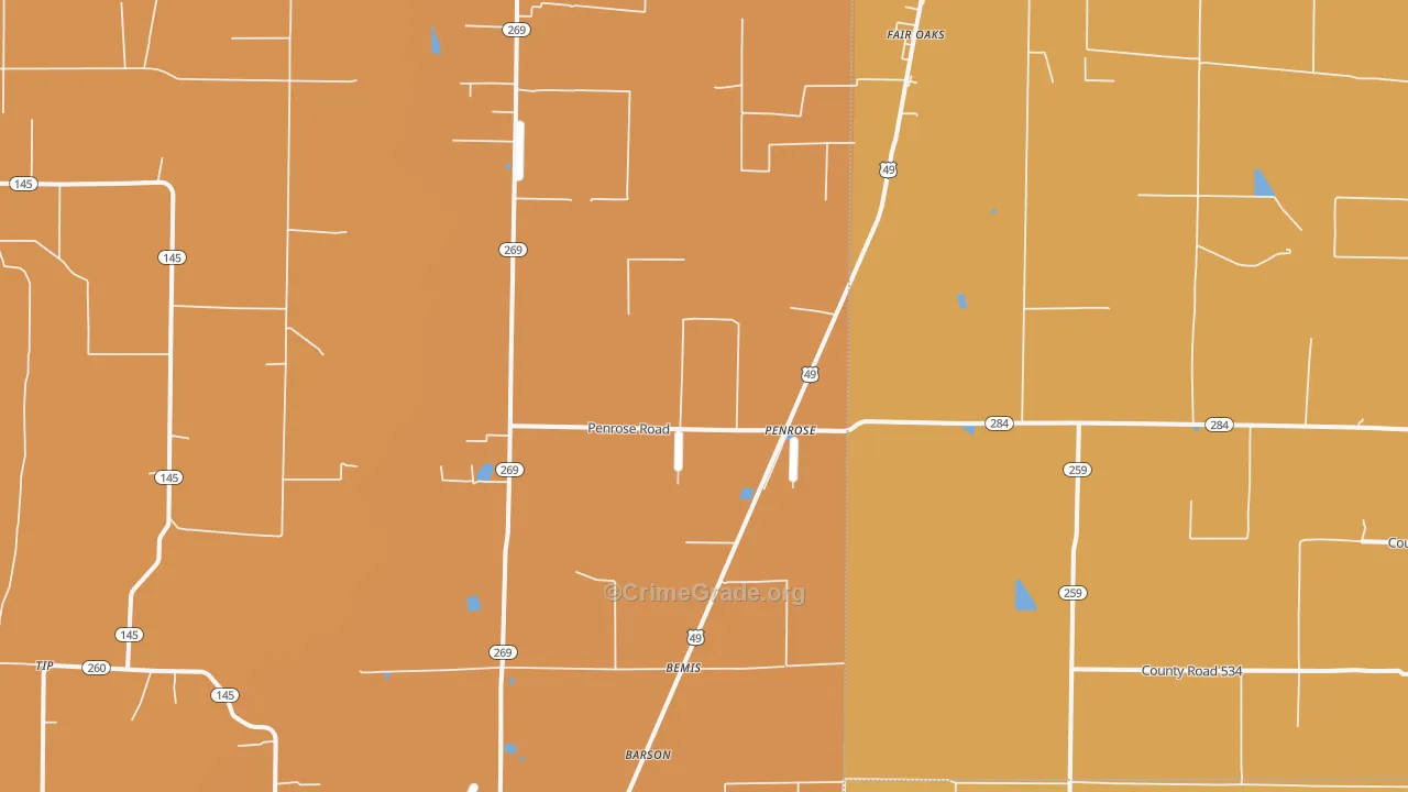 Penrose, AR Map of Vehicle Theft Rates