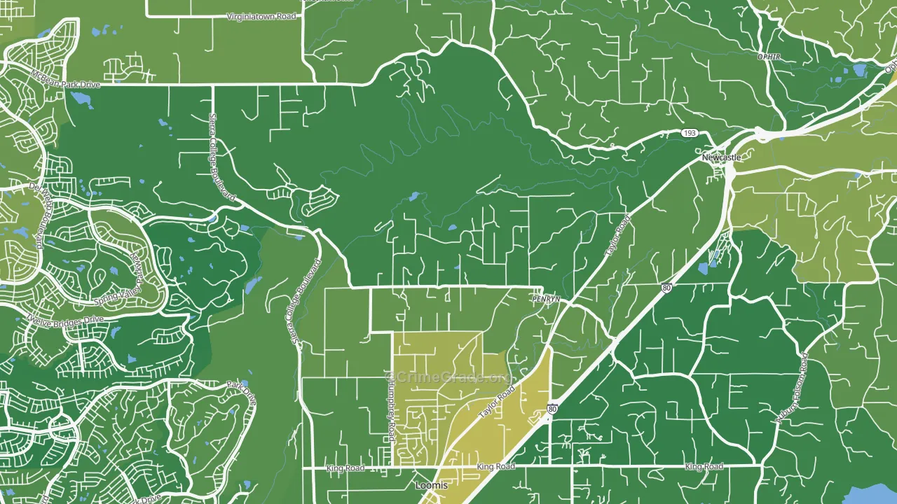 Penryn, CA Map of Vehicle Theft Rates