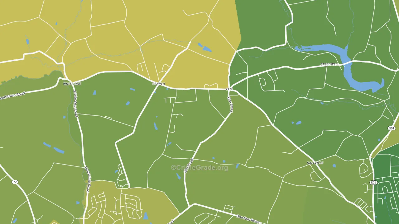 Penryn, PA Map of Vehicle Theft Rates