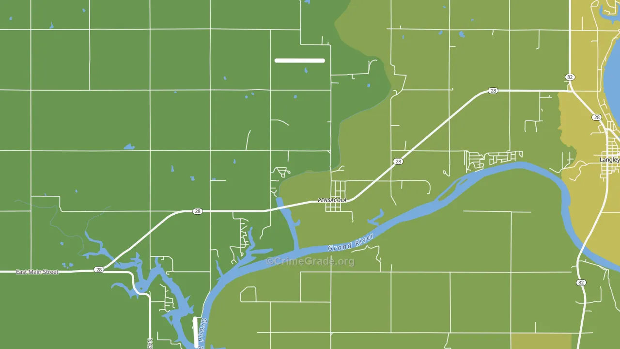 Pensacola, OK Map of Vehicle Theft Rates