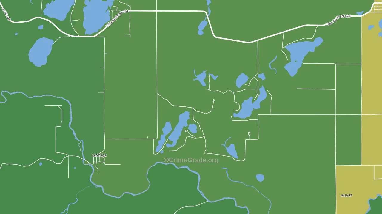 Pentoga, MI Map of Vehicle Theft Rates