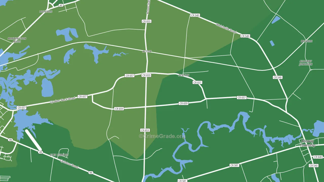 Penton, NJ Map of Vehicle Theft Rates