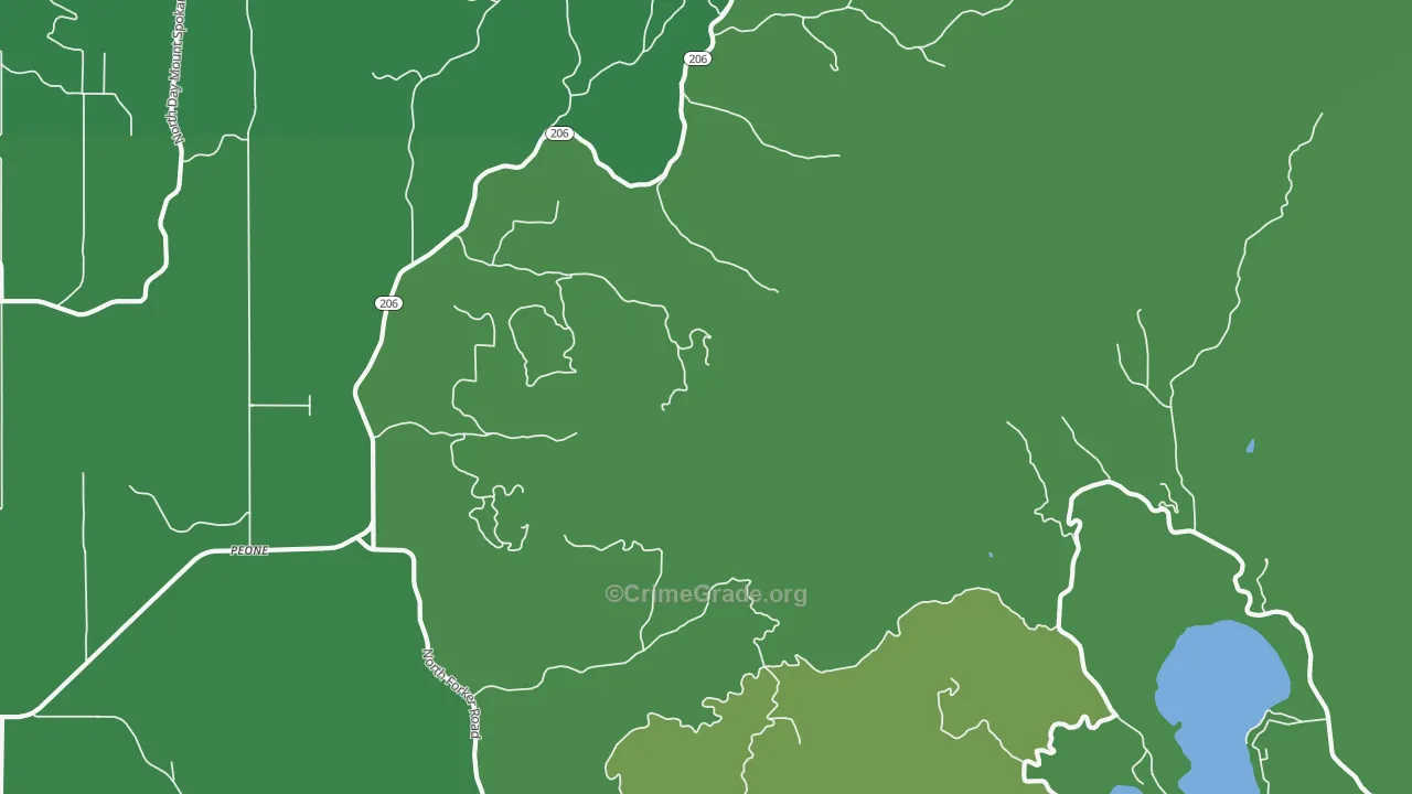 Peone, WA Map of Vehicle Theft Rates