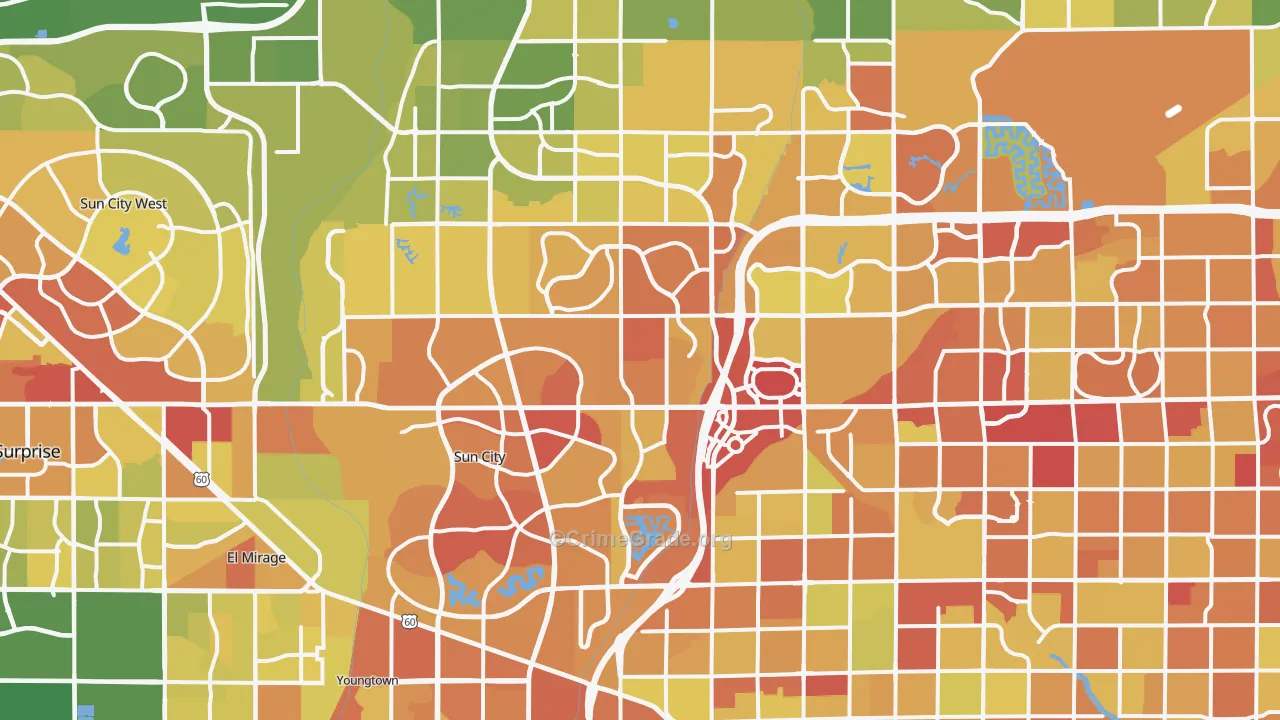 Peoria, AZ Map of Vehicle Theft Rates