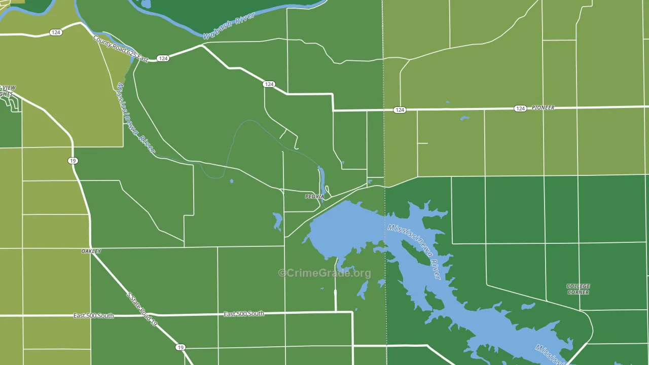 Peoria, IN Map of Vehicle Theft Rates