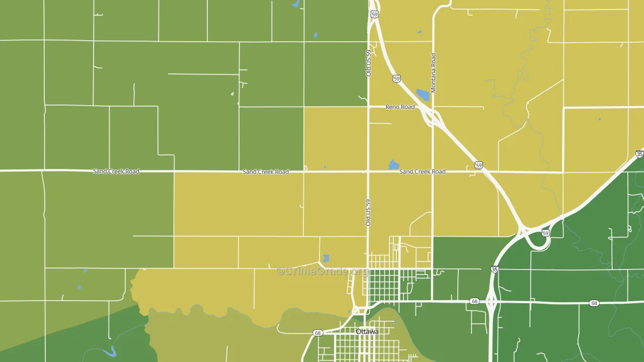Peoria, KS Map of Vehicle Theft Rates