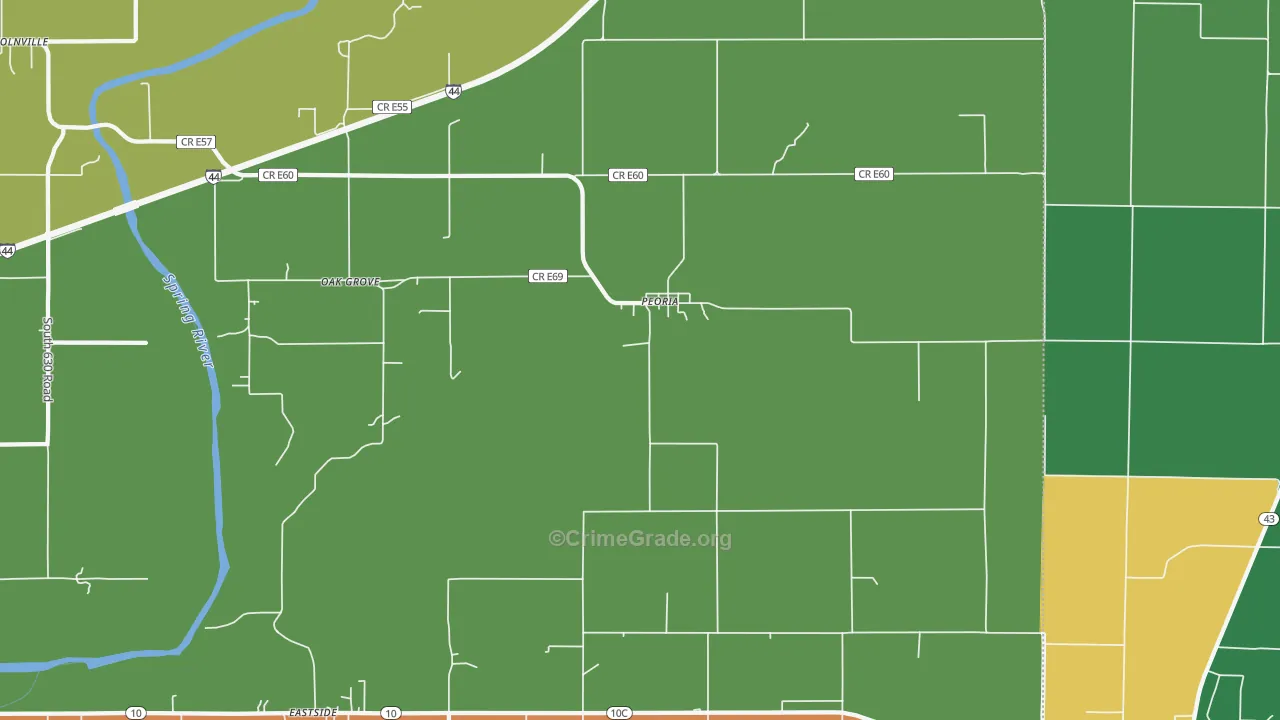 Peoria, OK Map of Vehicle Theft Rates