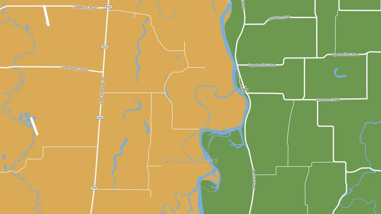 Peoria, OR Map of Vehicle Theft Rates