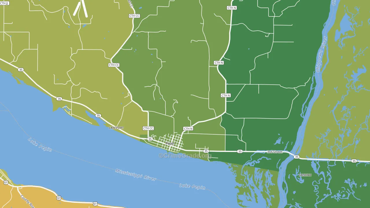 Pepin, WI Map of Vehicle Theft Rates