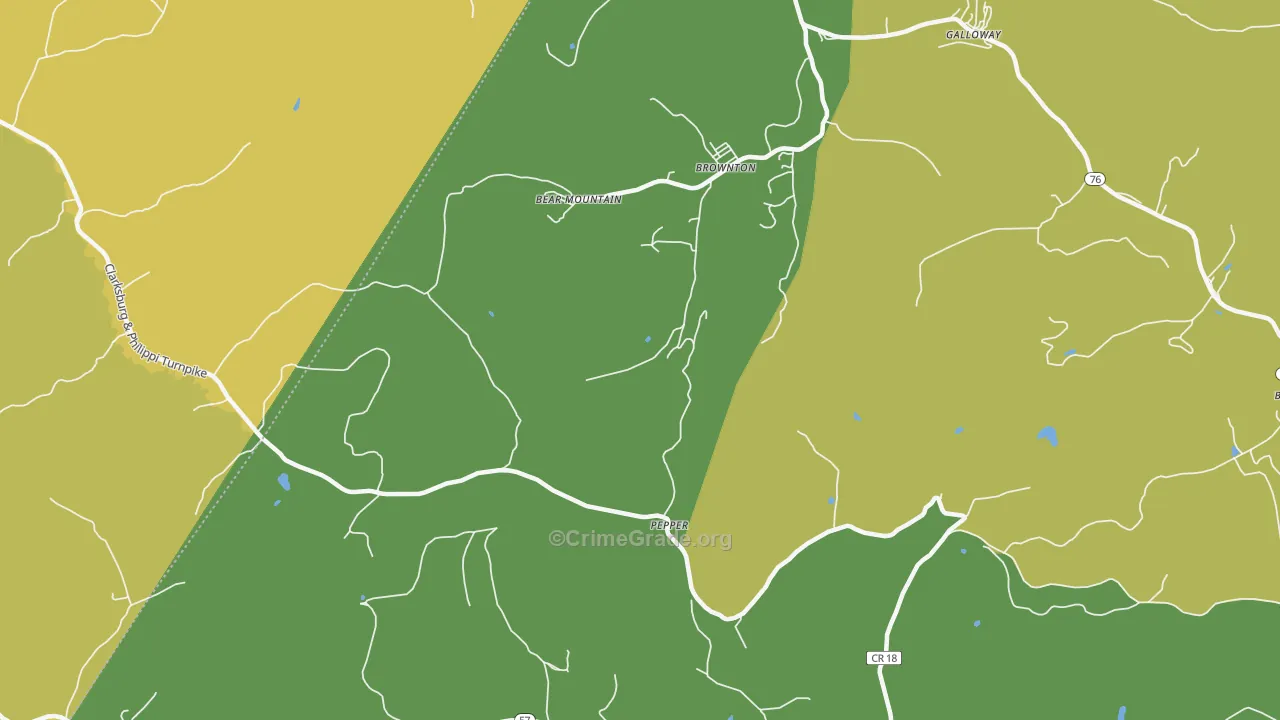 Pepper, WV Map of Vehicle Theft Rates