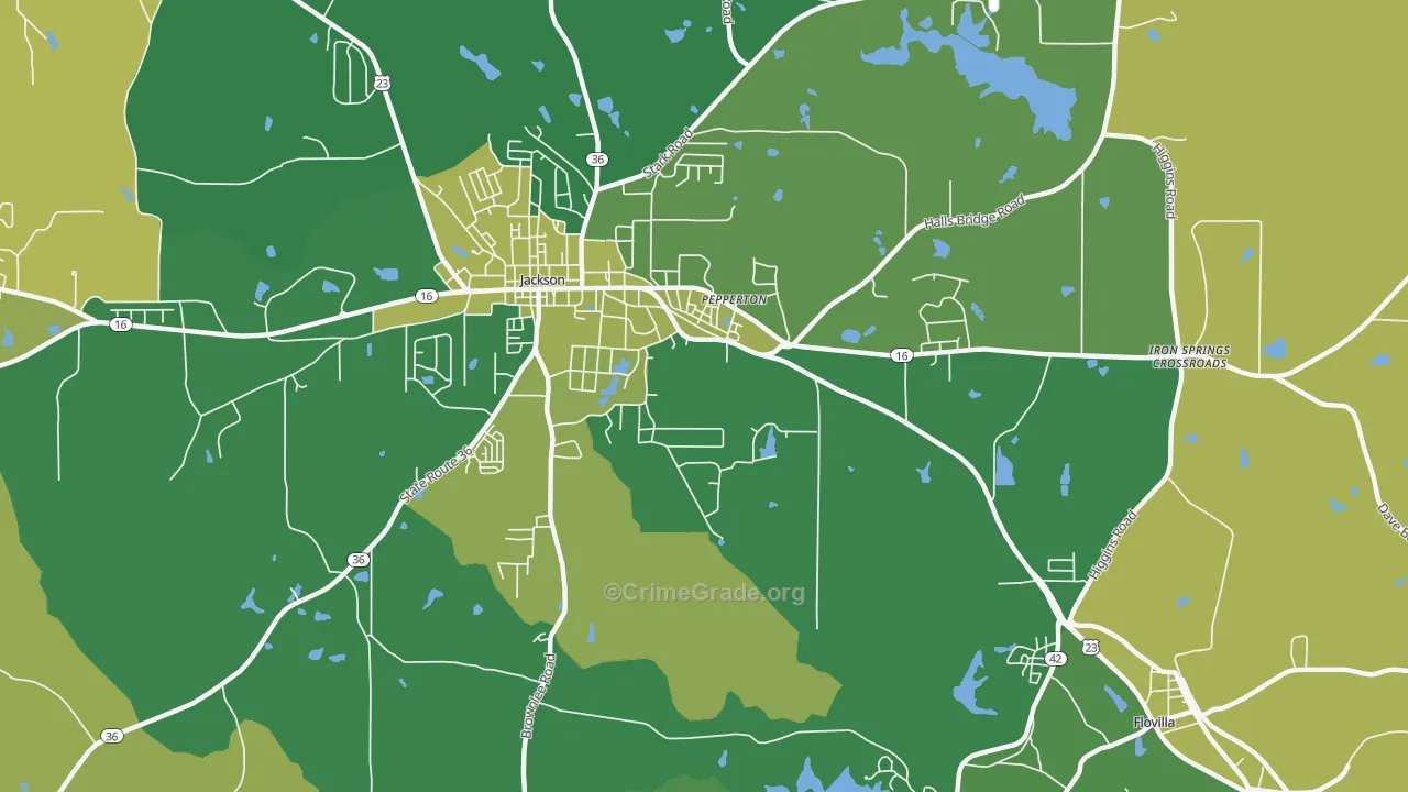 Pepperton, GA Map of Vehicle Theft Rates