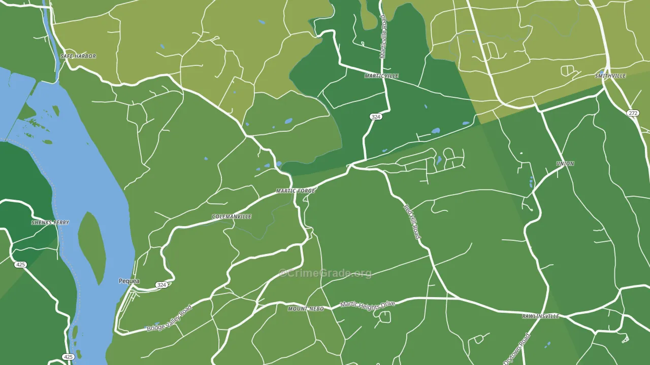 Pequea, PA Map of Vehicle Theft Rates