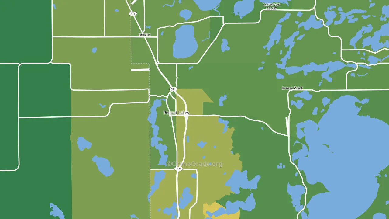Pequot Lakes, MN Map of Vehicle Theft Rates