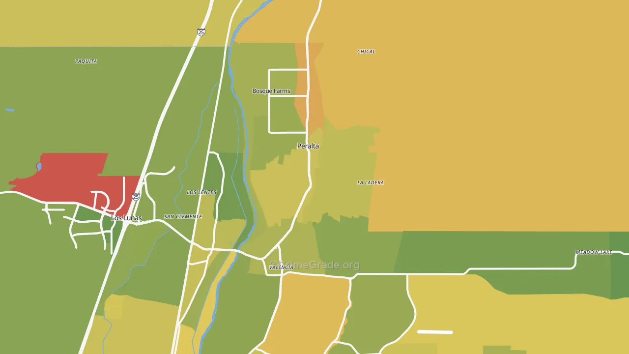 Peralta, NM Map of Vehicle Theft Rates