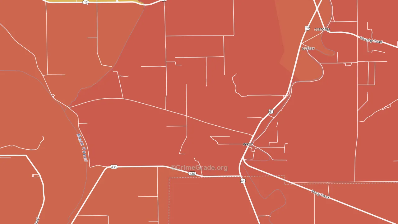 Percy, MS Map of Vehicle Theft Rates