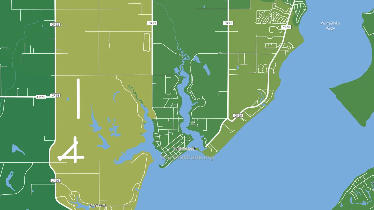 Perdido Beach, AL Map of Vehicle Theft Rates