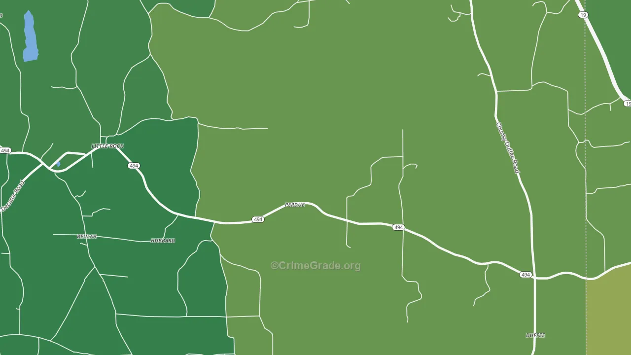 Perdue, MS Map of Vehicle Theft Rates