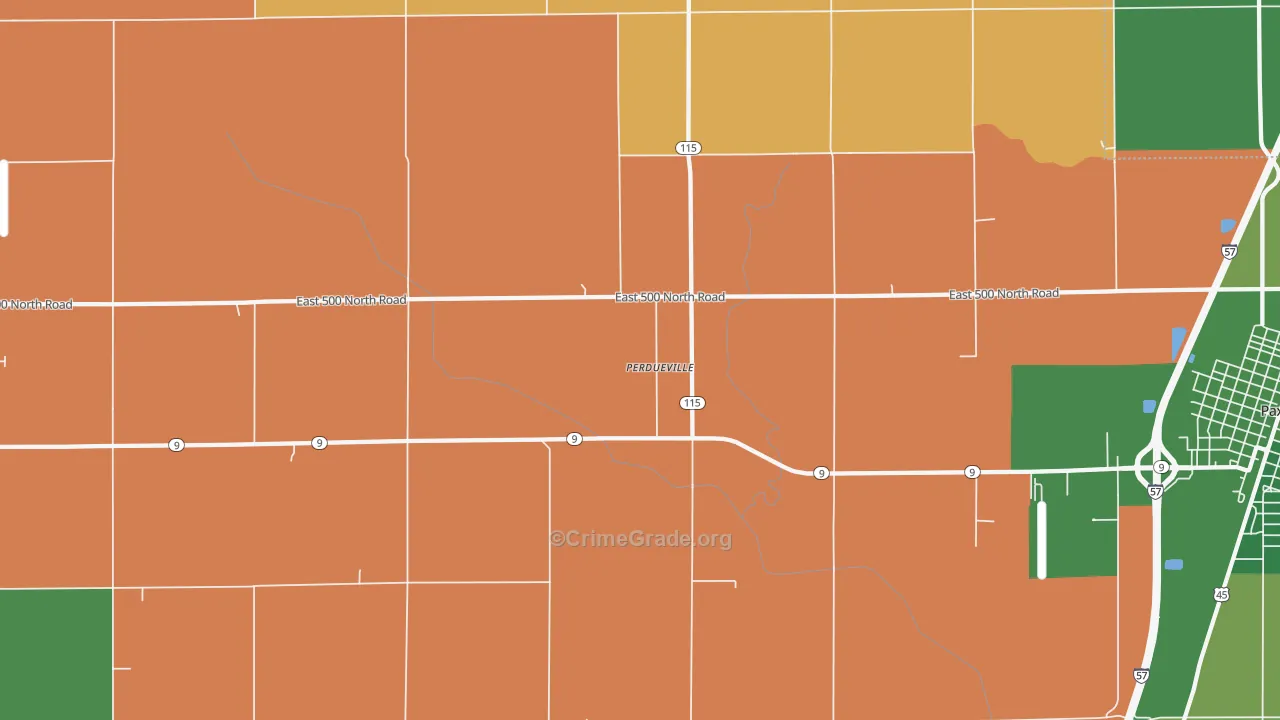 Perdueville, IL Map of Vehicle Theft Rates