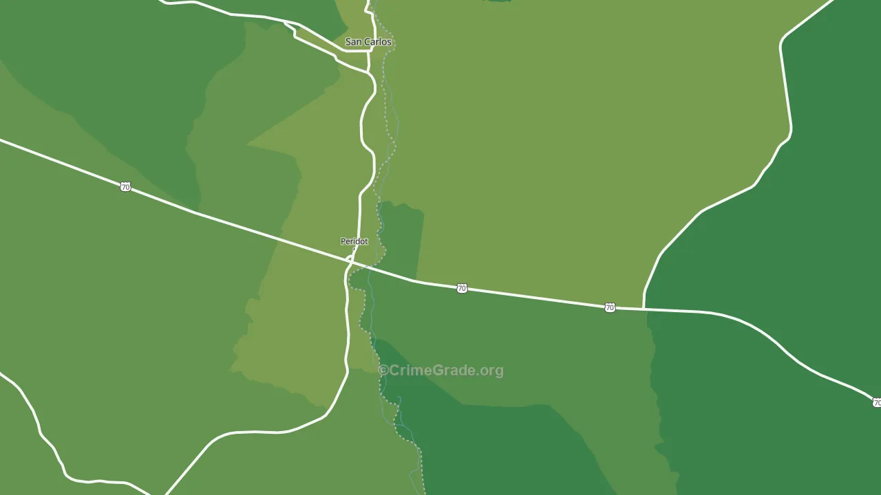 Peridot, AZ Map of Vehicle Theft Rates