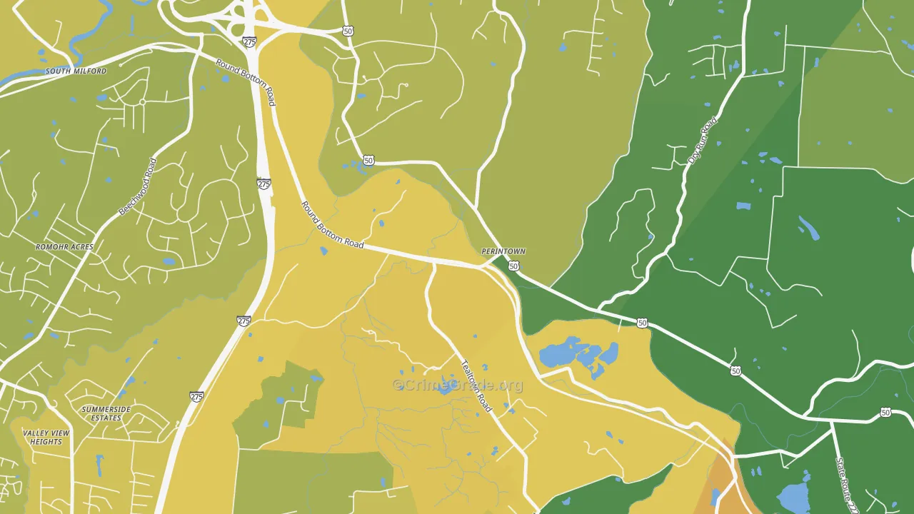 Perintown, OH Map of Vehicle Theft Rates