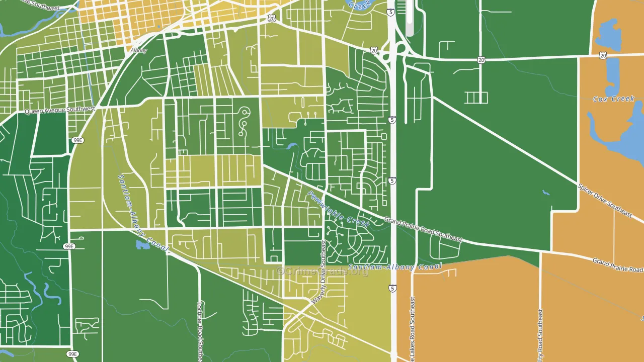 Periwinkle, Albany, OR Map of Vehicle Theft Rates