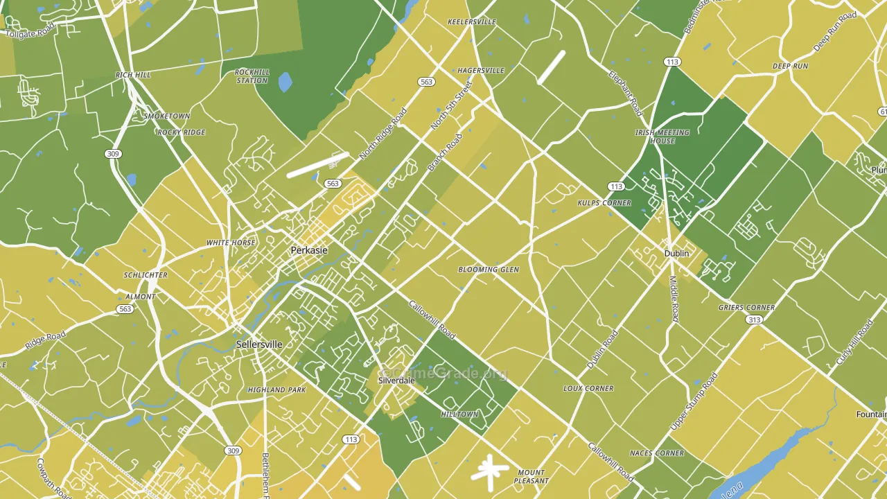 Perkasie, PA Map of Vehicle Theft Rates