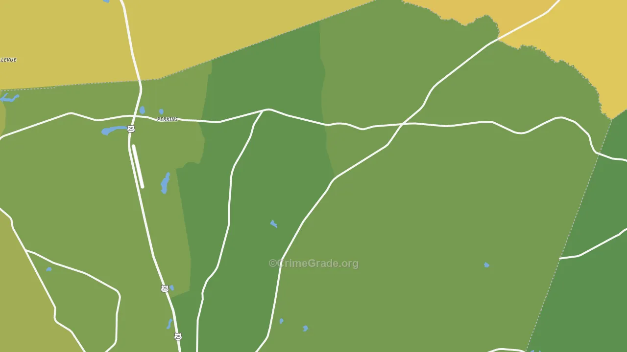 Perkins, GA Map of Vehicle Theft Rates