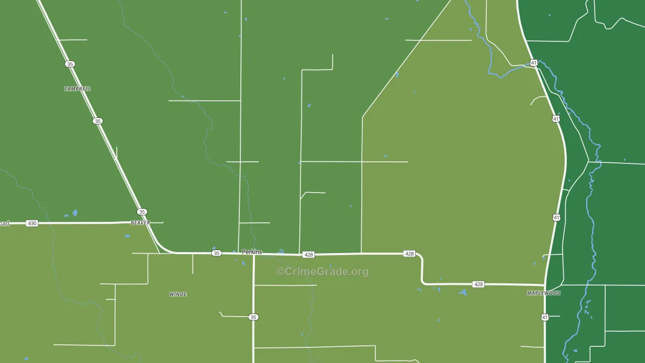 Perkins, MI Map of Vehicle Theft Rates