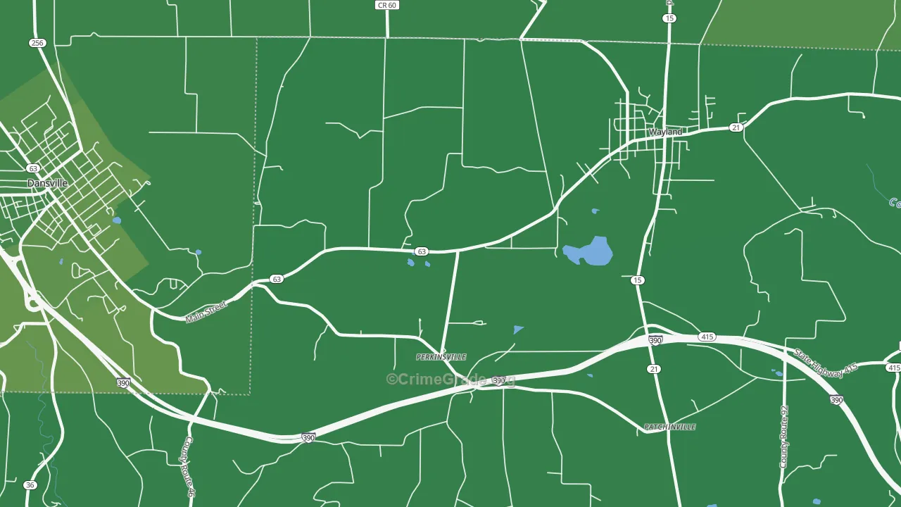 Perkinsville, NY Map of Vehicle Theft Rates