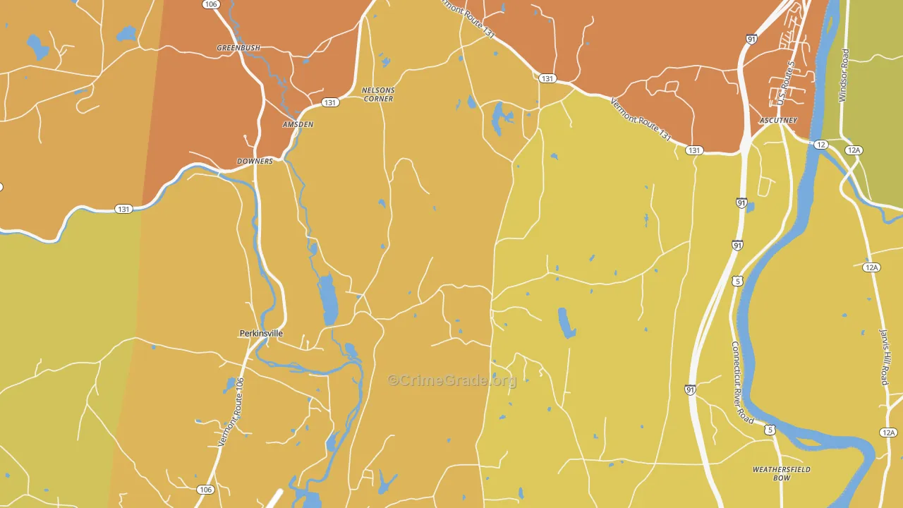 Perkinsville, VT Map of Vehicle Theft Rates