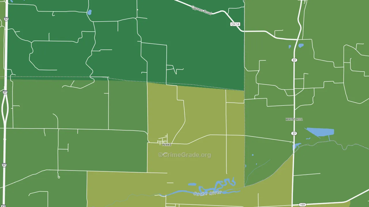 Perks, IL Map of Vehicle Theft Rates