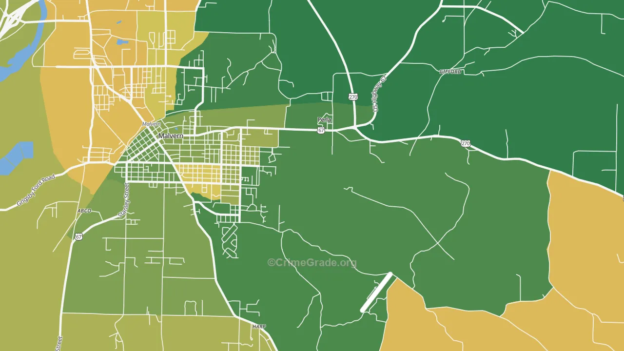Perla, AR Map of Vehicle Theft Rates