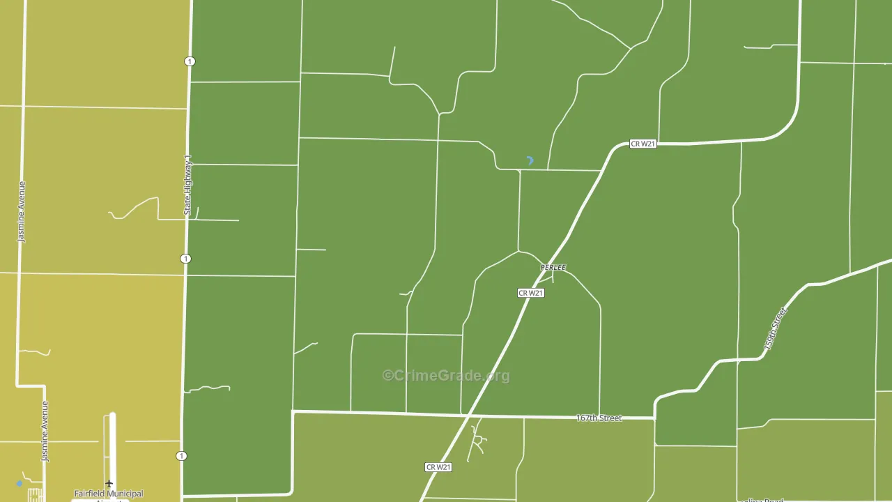 Perlee, IA Map of Vehicle Theft Rates