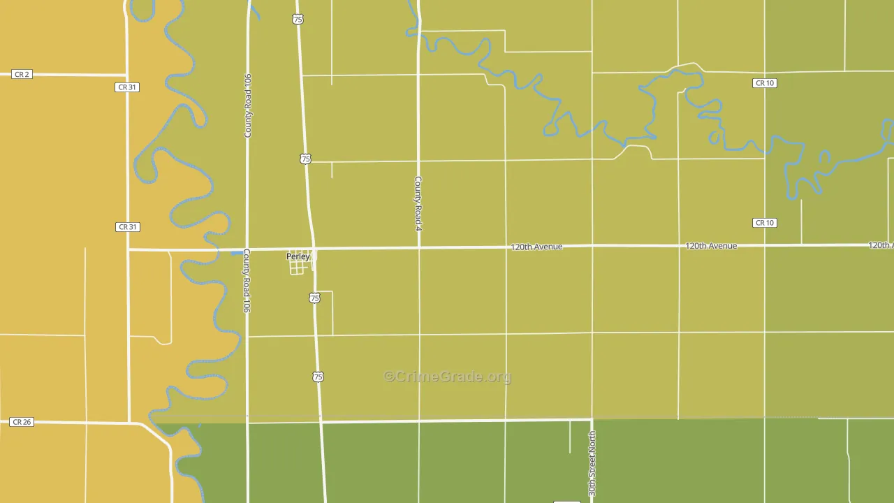 Perley, MN Map of Vehicle Theft Rates