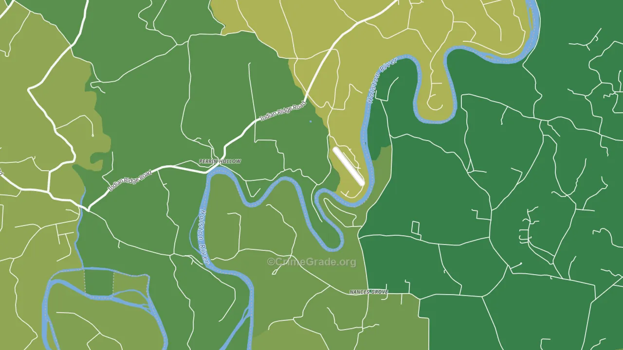 Perrin Hollow, TN Map of Vehicle Theft Rates