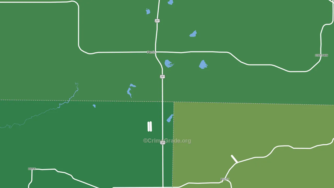 Perrin, TX Map of Vehicle Theft Rates