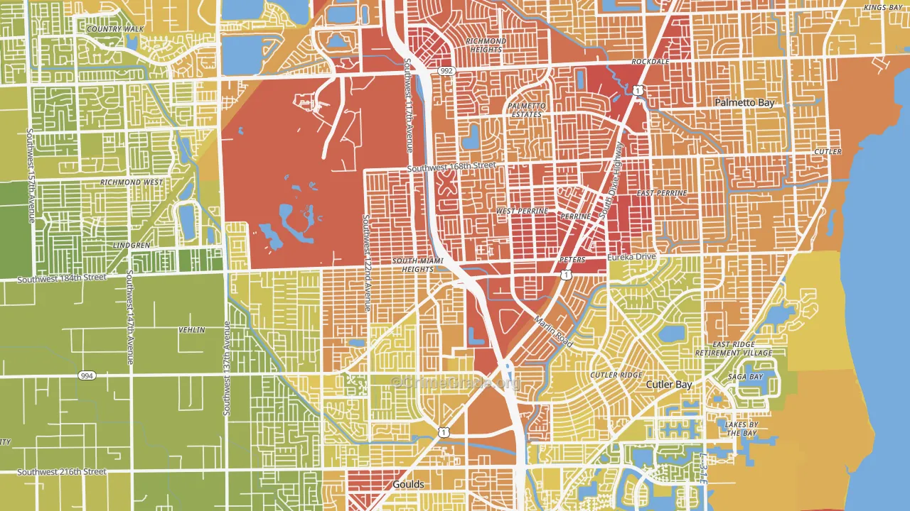 Perrine, FL Map of Vehicle Theft Rates