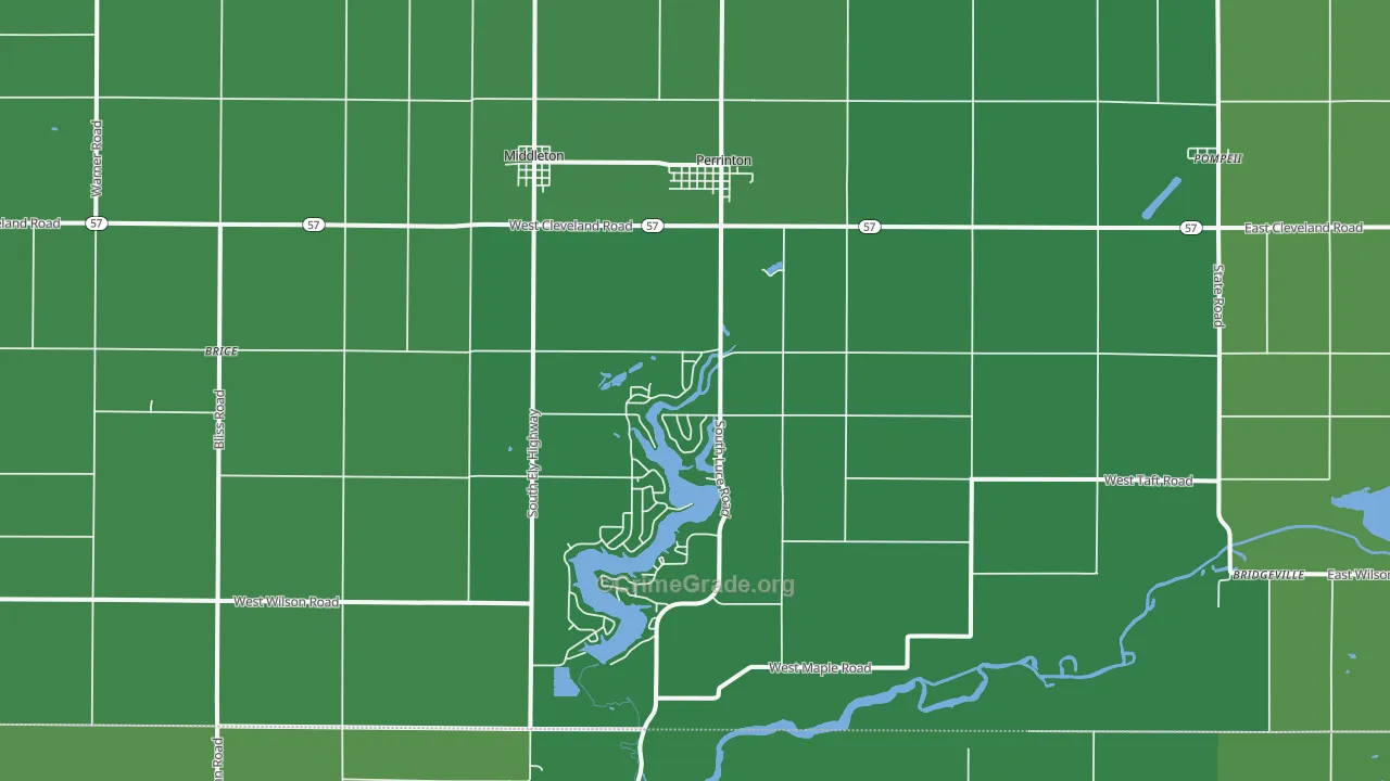 Perrinton, MI Map of Vehicle Theft Rates