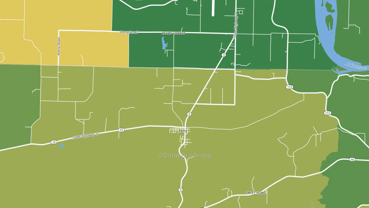 Perry, AR Map of Vehicle Theft Rates