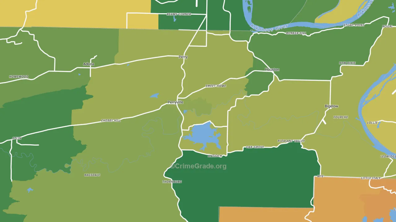 Perry County, AR Map of Vehicle Theft Rates