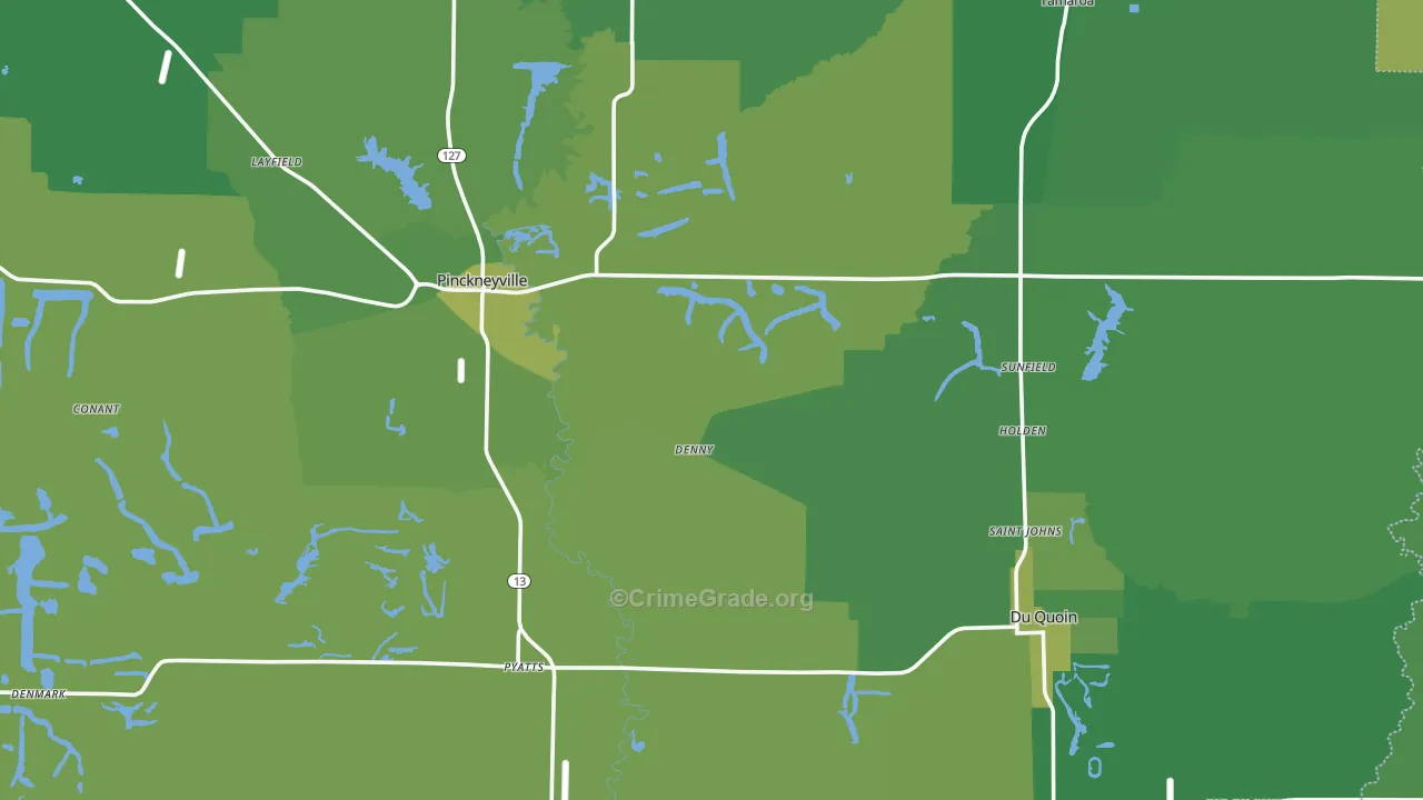 Perry County, IL Map of Vehicle Theft Rates