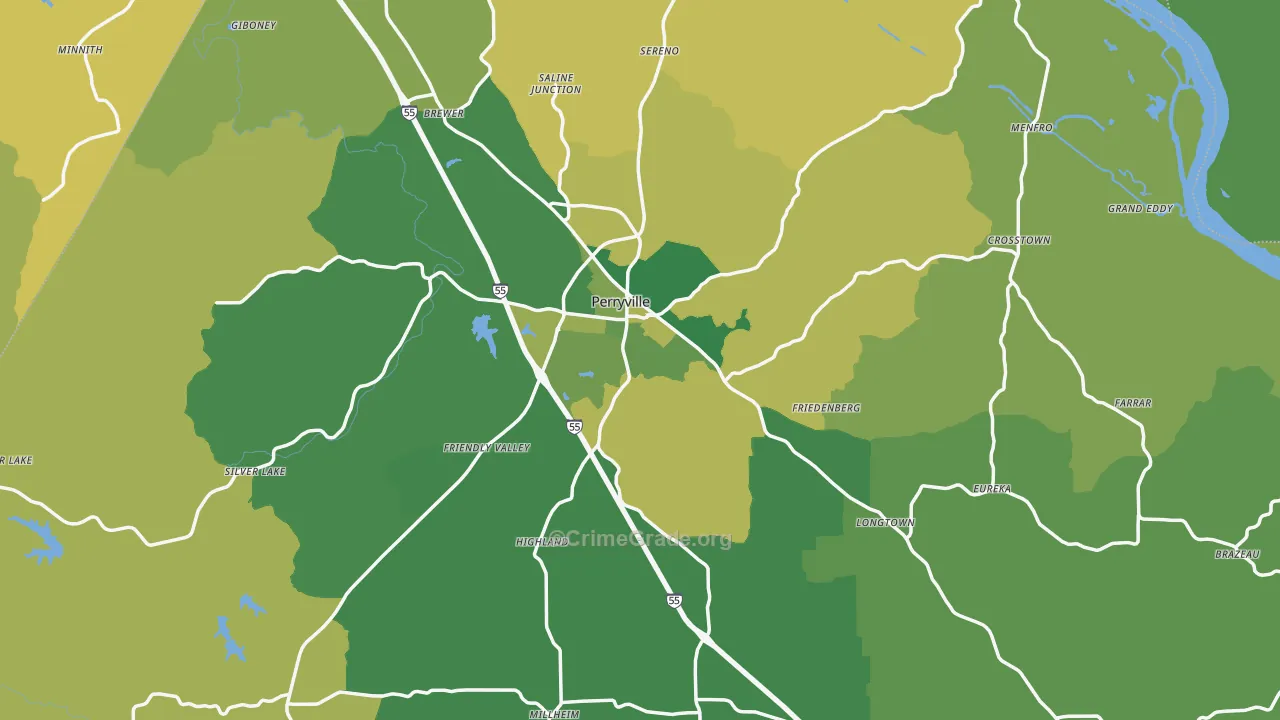 Perry County, MO Map of Vehicle Theft Rates