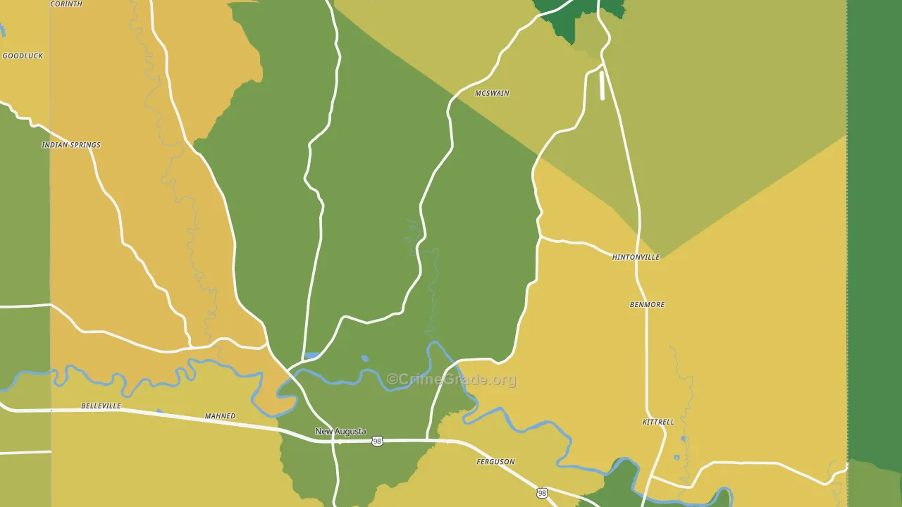 Perry County, MS Map of Vehicle Theft Rates