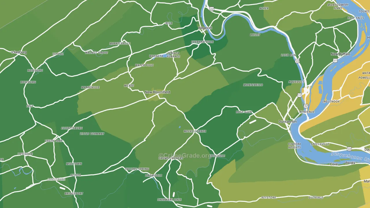 Perry County, PA Map of Vehicle Theft Rates